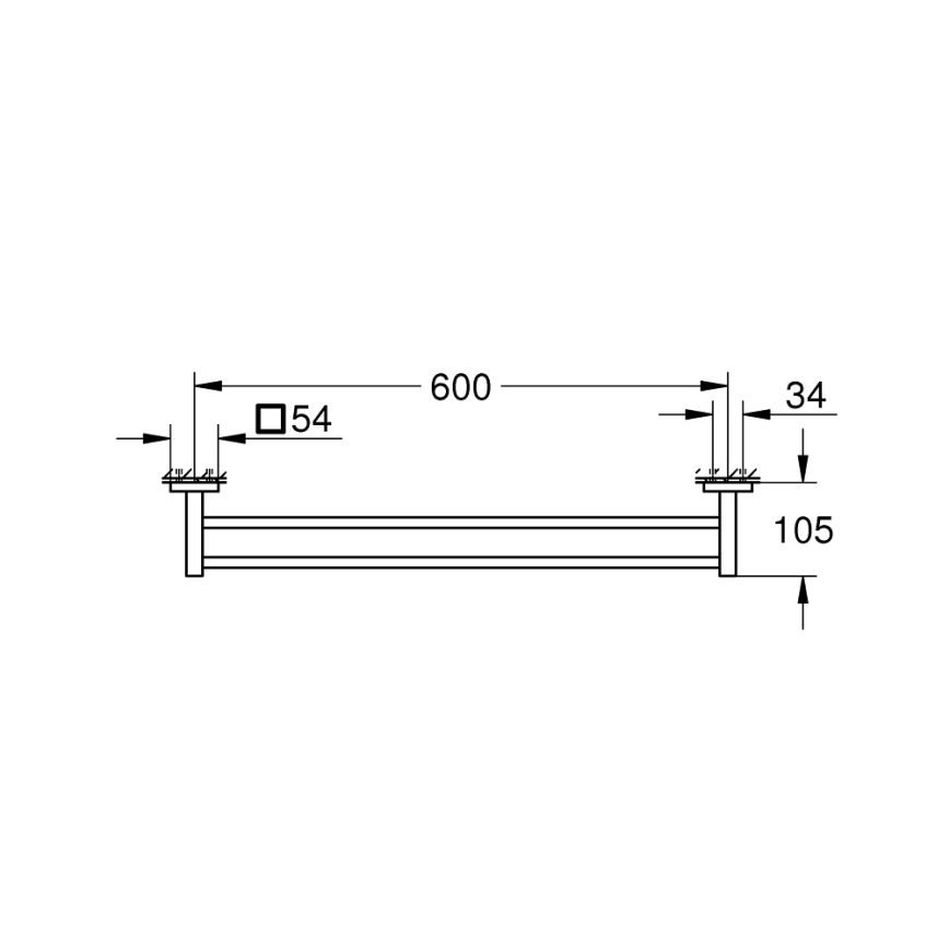 GROHE 411042430 - Dvostruki držač za ručnike START CUBE 654 mm crni