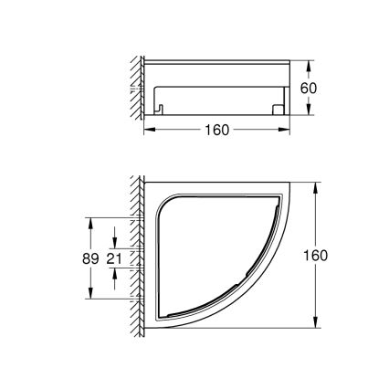 GROHE 41106000 - Ugaona polica za tuš START CUBE 16 cm sjajni krom