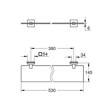 GROHE 41109000 - Staklena polica START CUBE 530 mm sjajni krom
