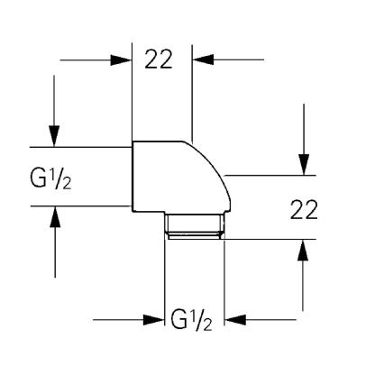 GROHE 45304000 - Koljeno za tuš DN 15 × DN 15 sjajni krom