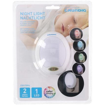 Grundig 174 – LED Noćno RGB svjetlo za utičnicu sa senzorom 1xLED/0,4W/230V