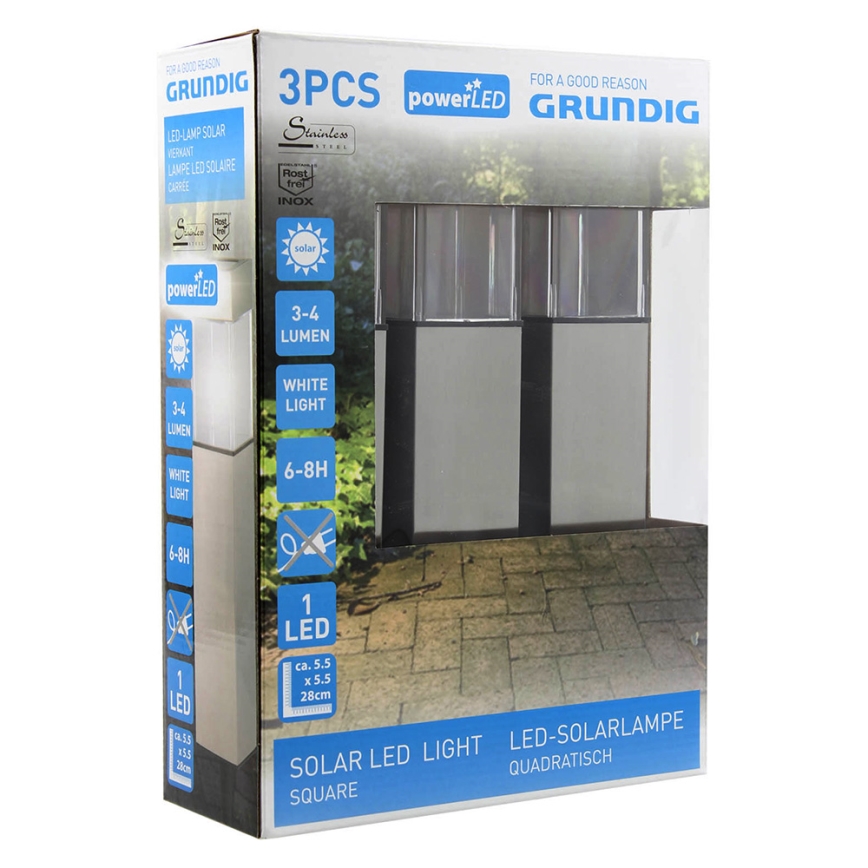 Grundig 90048 - SET 3x Solarna lampa LED/5,5x28cm 1xAAA 600 mAh