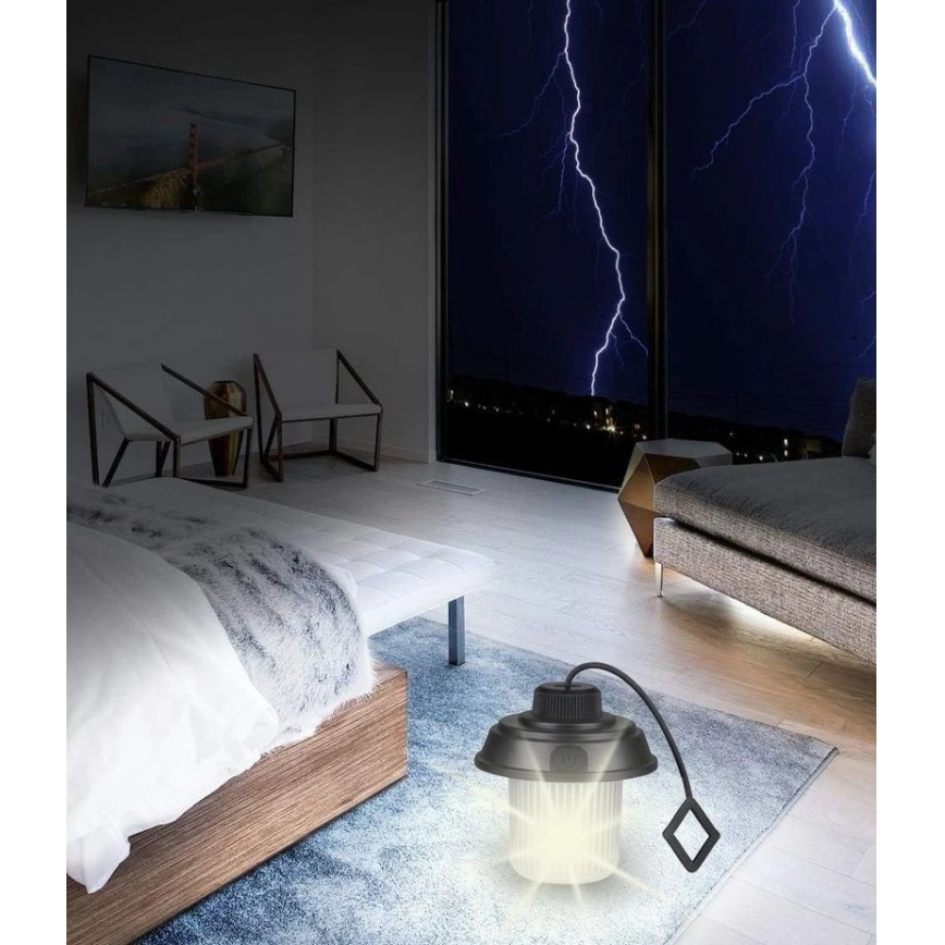 Grundig - LED kamperska svjetiljka LED/3xAA 3000/4500/6000K IP44 crna