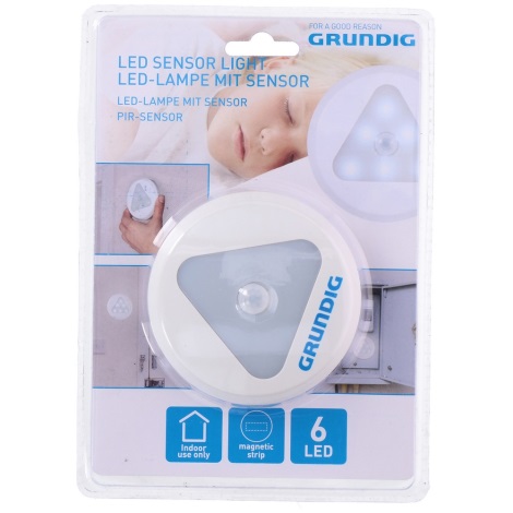Grundig - LED Orijentacijska svjetiljka sa senzorom 6xLED/3xAAA