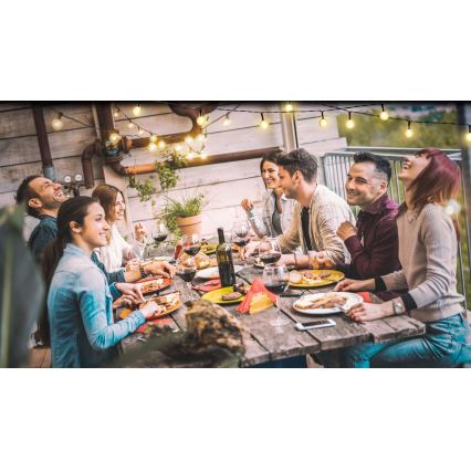 Grundig - LED Prigušivi solarni lanac 50xLED/8 funkcija 9,35m topla bijela + daljinski upravljač