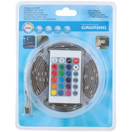 Grundig - LED RGB Prigušiva traka 3m LED/12W/230V + daljinski upravljač