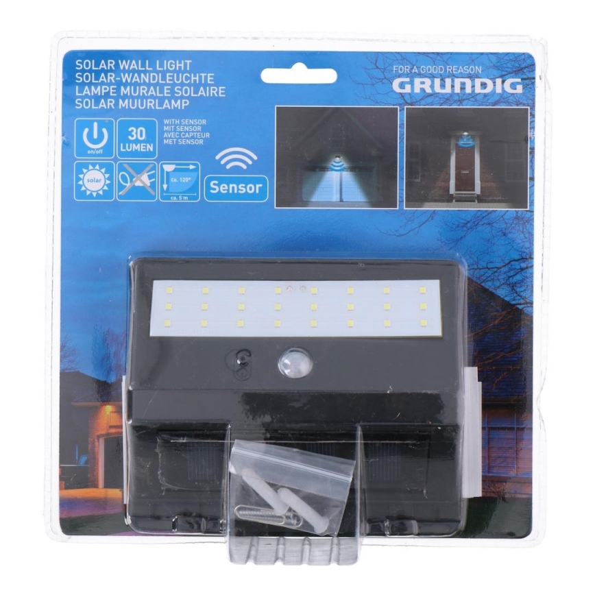 Grundig - LED Solarna svjetiljka sa senzorom 1xLED/0,25W/1xAA 300 mAh