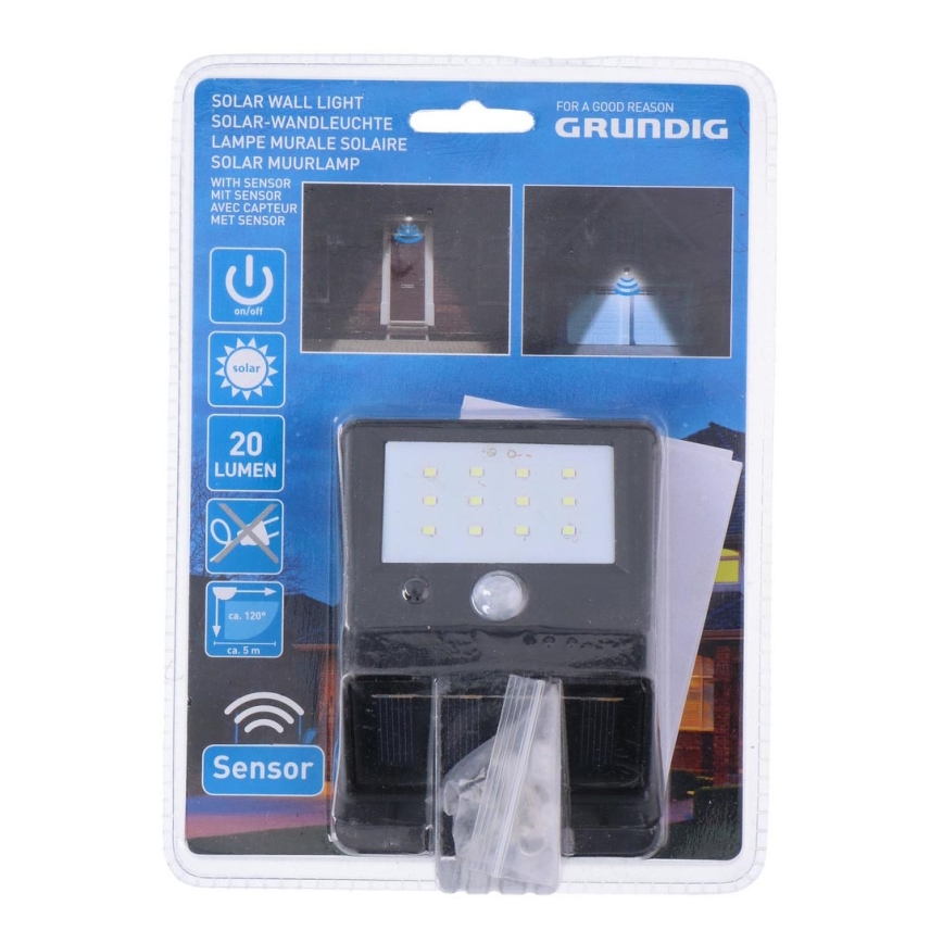 Grundig - LED Solarna svjetiljka sa senzorom 1xLED/0,25W/1xAA 600 mAh