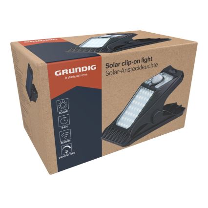 Grundig - LED Solarna svjetiljka sa senzorom CLIP-ON LED/9W/3,7V IP44