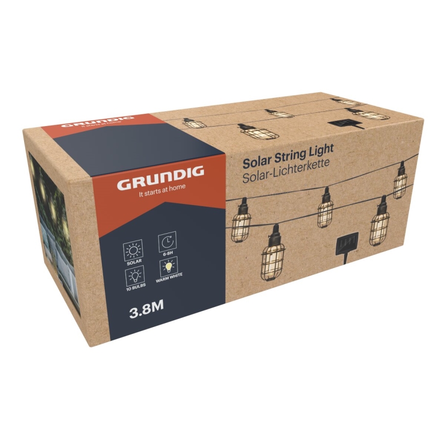 Grundig - LED Solarni lanac 10xLED 3,8m IP44 topla bijela