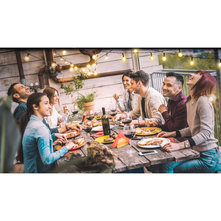 Grundig - LED solarni lanac s prigušivanjem 50xLED/8 funkcija 9,35m toplo bijela 1200 mAh + DO