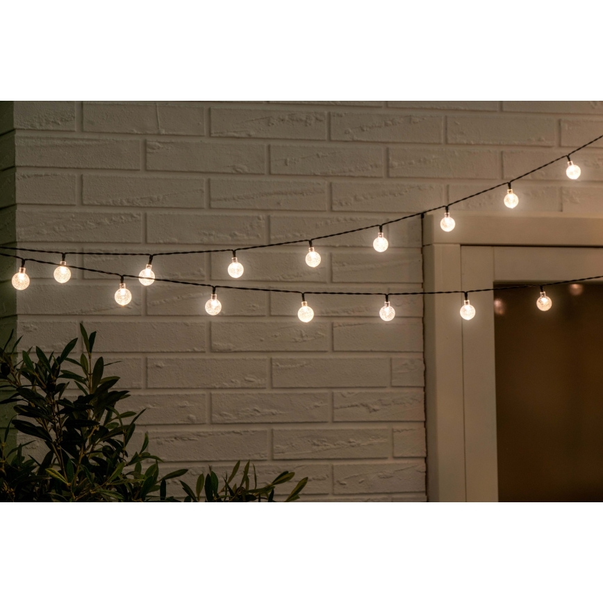 Grundig - LED solarni lanac s prigušivanjem 50xLED/8 funkcija 9,35m topla bijela 1200 mAh IP44 + daljinski upravljač