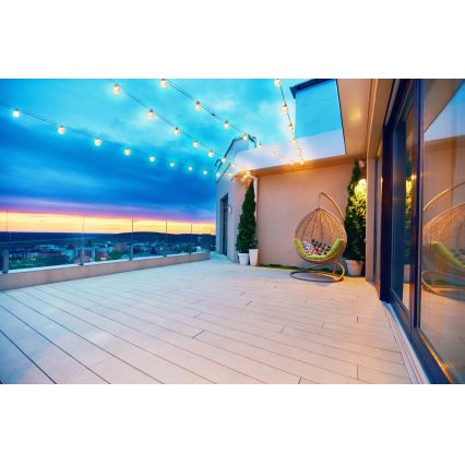 Grundig - LED solarni lanac s prigušivanjem 50xLED/8 funkcija 9,35m topla bijela 1200 mAh IP44 + daljinski upravljač