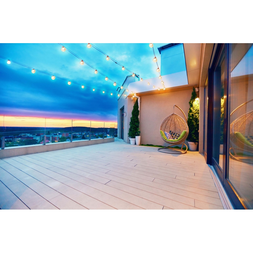Grundig - LED solarni lanac s prigušivanjem 50xLED/8 funkcija 9,35m topla bijela 1200 mAh IP44 + daljinski upravljač