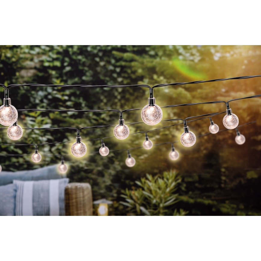 Grundig - LED solarni lanac s prigušivanjem 50xLED/8 funkcija 9,35m topla bijela 1200 mAh IP44 + daljinski upravljač