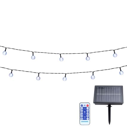 Grundig - LED solarni lanac s prigušivanjem 50xLED/8 funkcija 9,35m topla bijela 1200 mAh IP44 + daljinski upravljač