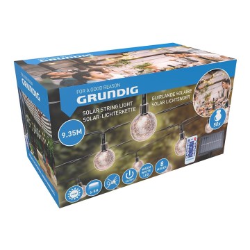 Grundig - LED solarni lanac s prigušivanjem 50xLED/8 funkcija 9,35m topla bijela 1200 mAh IP44 + daljinski upravljač