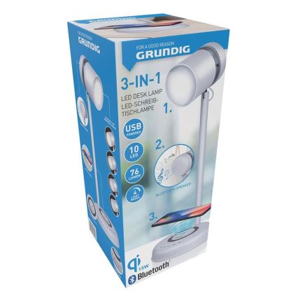 Grundig - LED stolna svjetiljka s bežičnim punjenjem i zvučnikom 3-u-1 LED/15W/5V