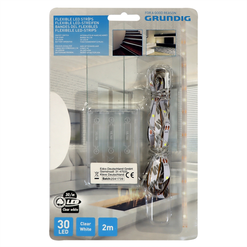 Grundig - LED Traka 2m LED/3xAA dnevna bijela