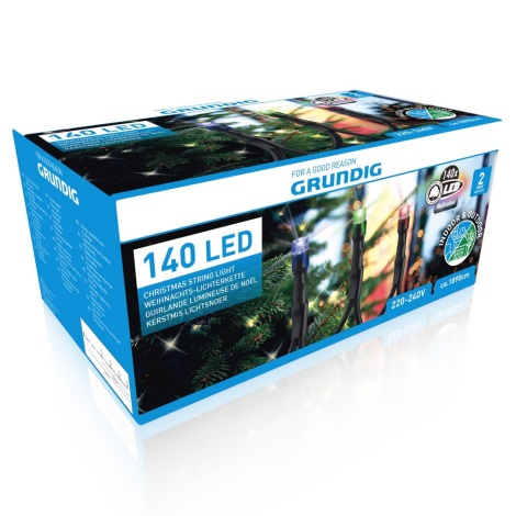 Grundig - LED Vanjske Božićne lampice 140xLED/8 funkcija 18,9m IP44 multicolor