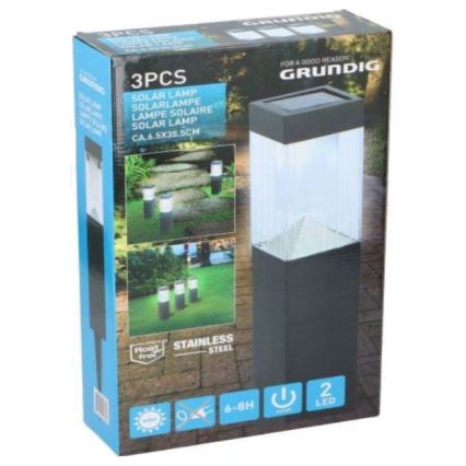 Grundig - SET 3x Solarna lampa LED/1,2V 6,5x35,5cm