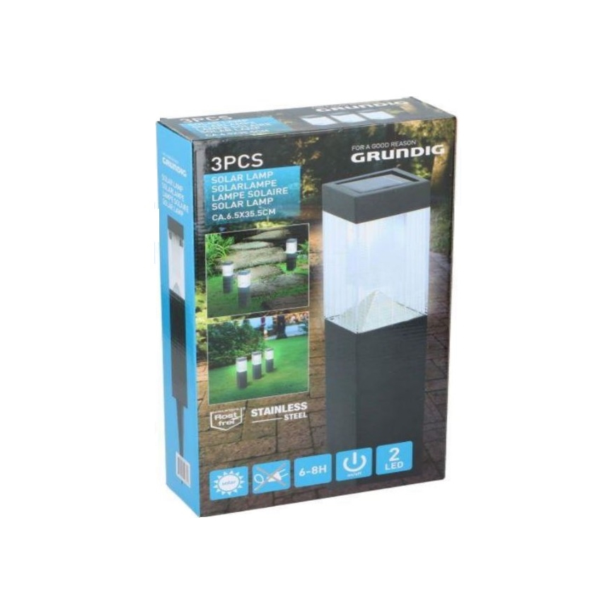 Grundig - SET 3x Solarna lampa LED/1,2V 6,5x35,5cm