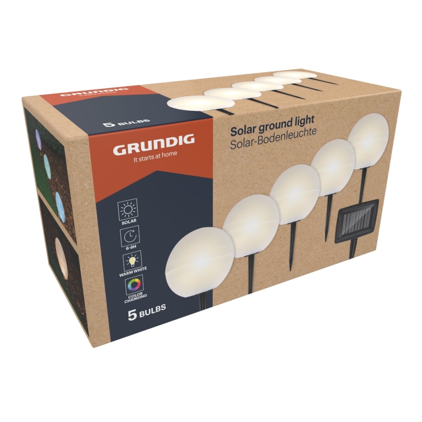 Grundig - SET 5x LED RGBW  Solarna svjetiljka LED/3,2V IP44