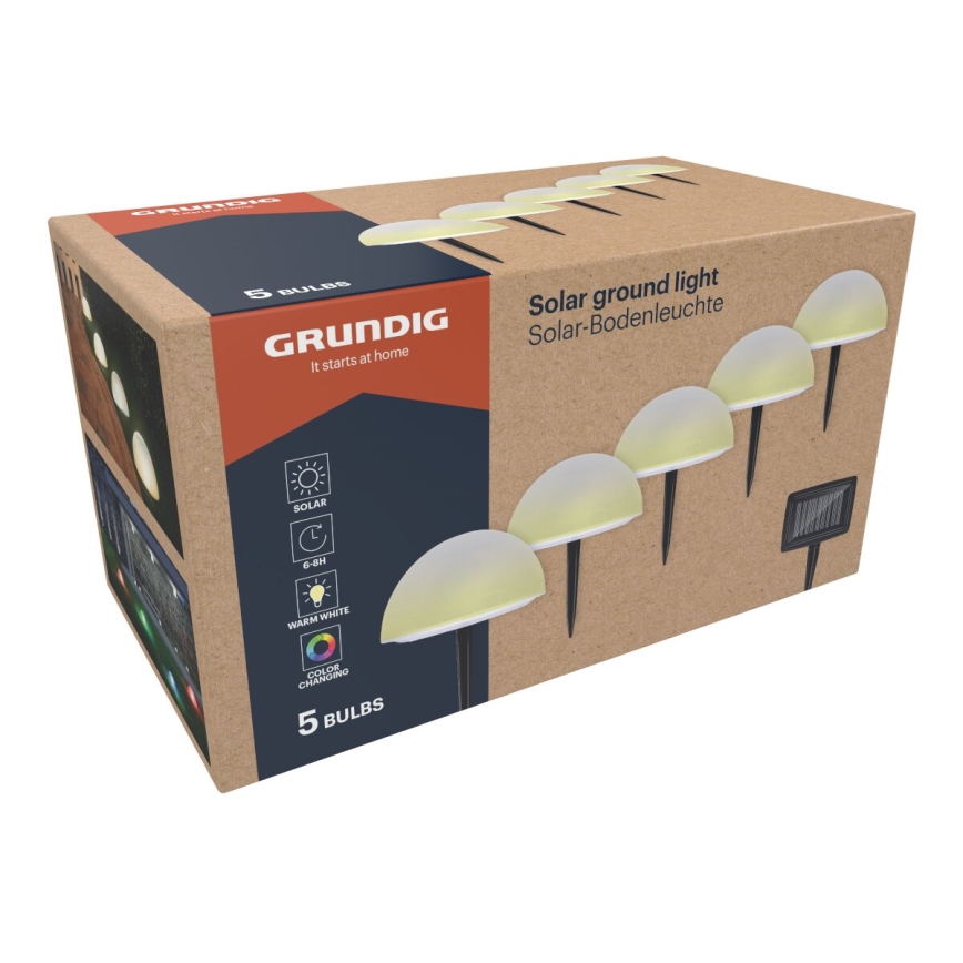 Grundig - SET 5x LED RGBW Solarna svjetiljka LED/3,2V IP44