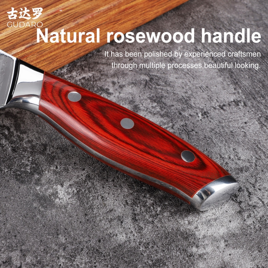 Gudaro - Damaščanski kuhinjski nož za kruh KENSHO 8, 67 slojeva čelika, duljina 20 cm