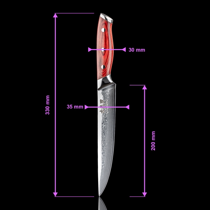 Gudaro - Damaški nož za porcijanje KENSHO 8, 67 slojeva čelika, duljina 20 cm