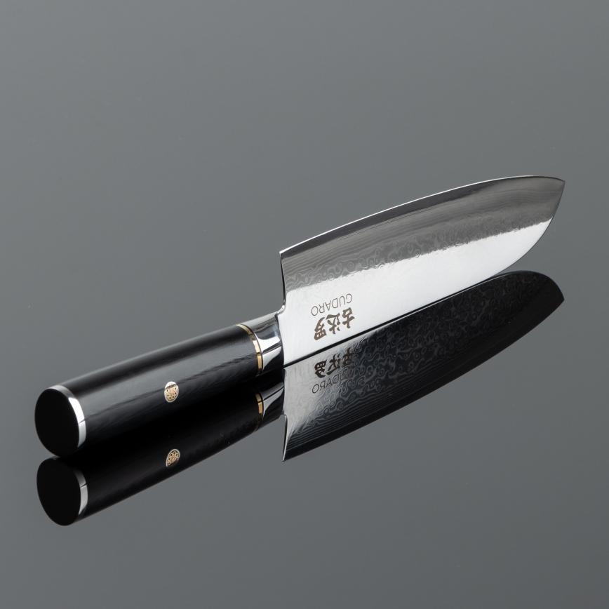 Gudaro - Kuhinjski Santoku nož AKIRO 7, od damaskskog čelika s 67 slojeva, duljina 17,5 cm, crni