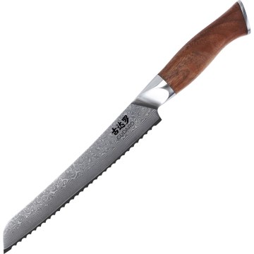 Gudaro - Damaskski kuhinjski nož za kruh TAKUMI 8, 67 slojeva čelika, duljina 20 cm, drška od oraha