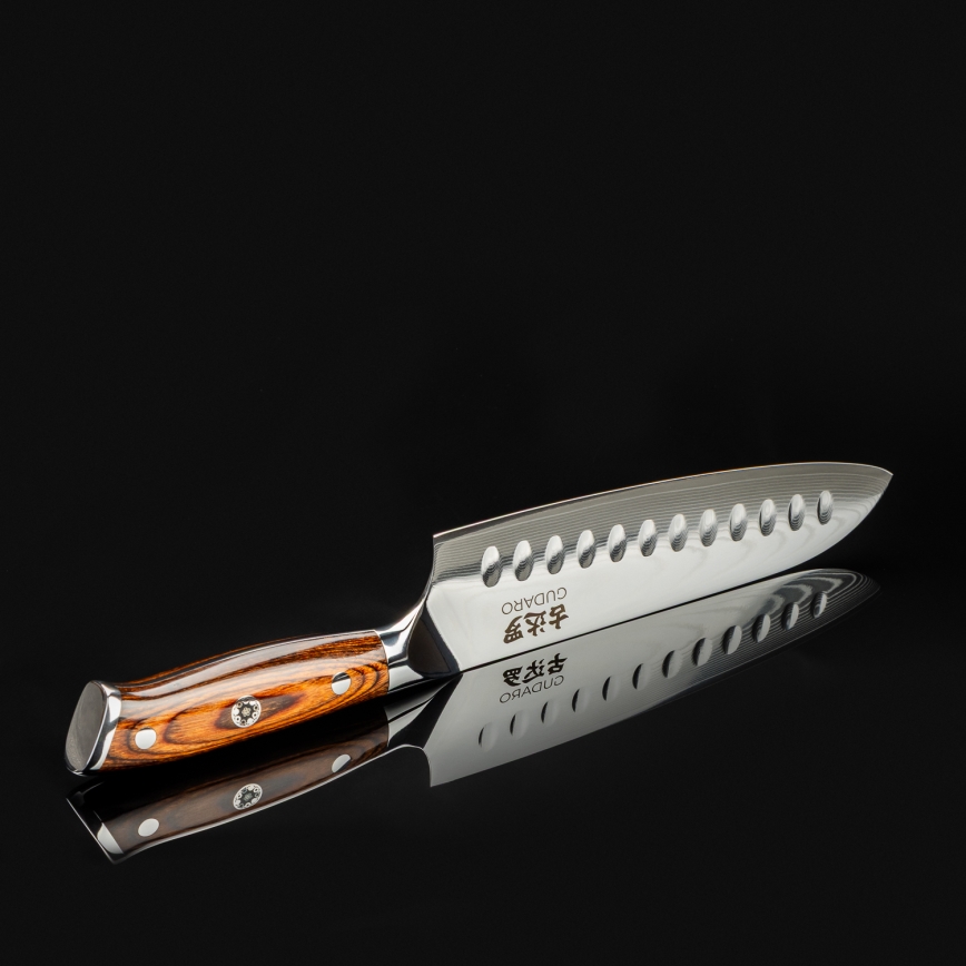 Gudaro - Damaskski santoku kuhinjski nož FENG od damasta 7,5, 67 slojeva čelika, duljina 18 cm