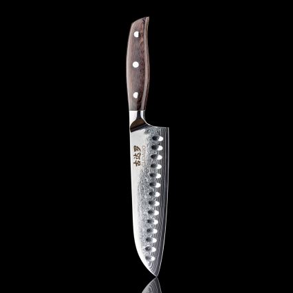 Gudaro - Santoku kuhinjski nož SHIRO od damasta 7, 67 slojeva čelika, duljina 17,5 cm