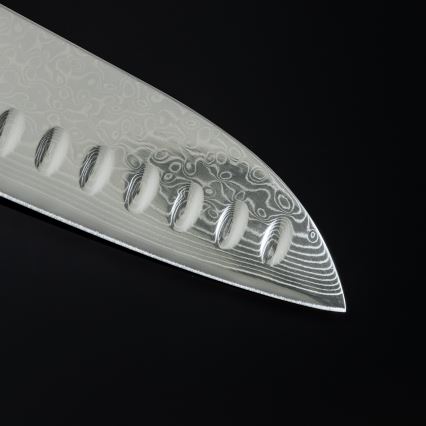 Gudaro - Santoku kuhinjski nož SHIRO od damasta 7, 67 slojeva čelika, duljina 17,5 cm
