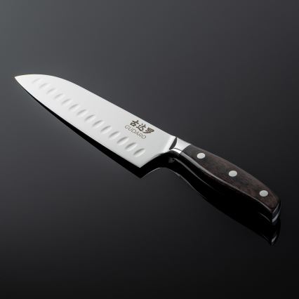 Gudaro - Santoku kuhinjski nož SHIRO od damasta 7, 67 slojeva čelika, duljina 17,5 cm