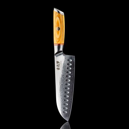 Gudaro - Damastni Santoku kuhinjski nož HIKARI 7, 67 slojeva čelika, duljina 17,5 cm
