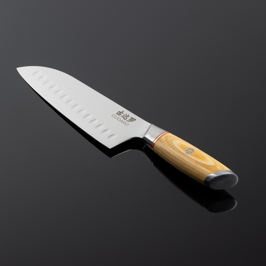 Gudaro - Damastni Santoku kuhinjski nož HIKARI 7, 67 slojeva čelika, duljina 17,5 cm