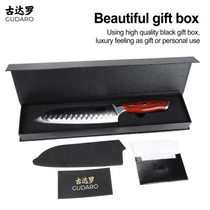 Gudaro - Damast Santoku kuhinjski nož KENSHO 7, 67 slojeva čelika, duljina 17,5 cm