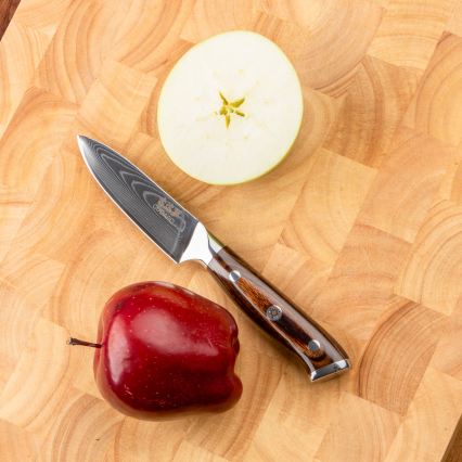 Gudaro - SET 2x damaščanski Santoku kuhinjski nož FENG 7,5, 67 slojeva čelika, dužina 18 cm + 1x BESPLATNO damaščanski kuhinjski nož FENG 3,5, 67 slojeva čelika, dužina 9,5 cm