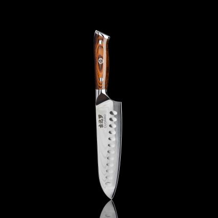 Gudaro - KOMPLET 1x damaskni nož šefa kuhinje FENG 8, 67 slojeva čelika, dužina 20 cm + 1x damaskni Santoku kuhinjski nož FENG 7,5, 67 slojeva čelika, dužina 18 cm + 1x BESPLATNO damaskni kuhinjski nož FENG 3,5, 67 slojeva čelika, dužina 9,5 cm
