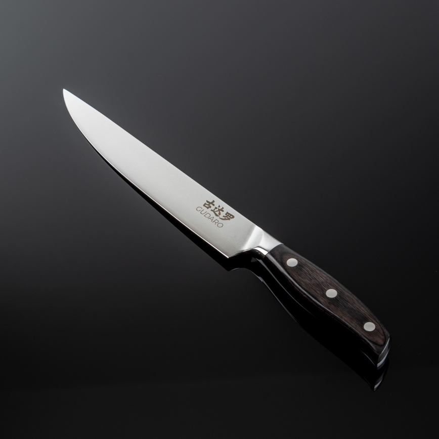 Gudaro - Porcijski nož od damaskog čelika SHIRO 8, 67 slojeva čelika, duljina 20 cm