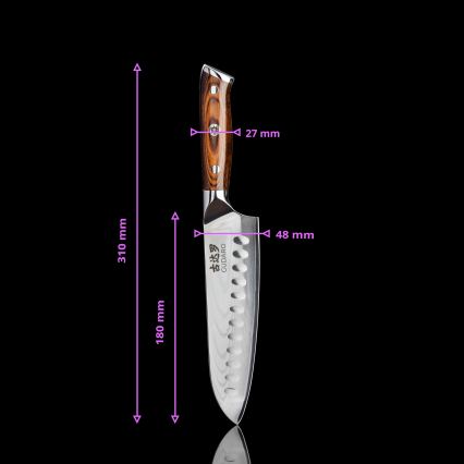 Gudaro - SET 1x chef nož FENG 8, od damaškog čelika, 67 slojeva čelika, duljina 20 cm + 1x Santoku kuhinjski nož FENG 7,5, od damaškog čelika, 67 slojeva čelika, duljina 18 cm + 1x BESPLATNO nož za voće FENG 3,5, od damaškog čelika, 67 slojeva čel