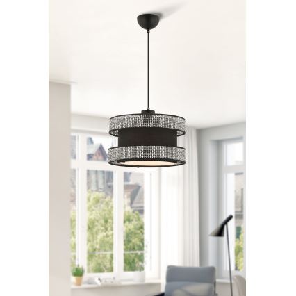 HALO 1xE27/60W/230V crni/sivi stropni lampion