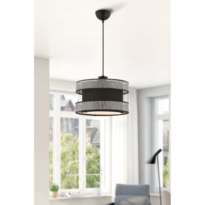 HALO 1xE27/60W/230V crni/sivi stropni lampion