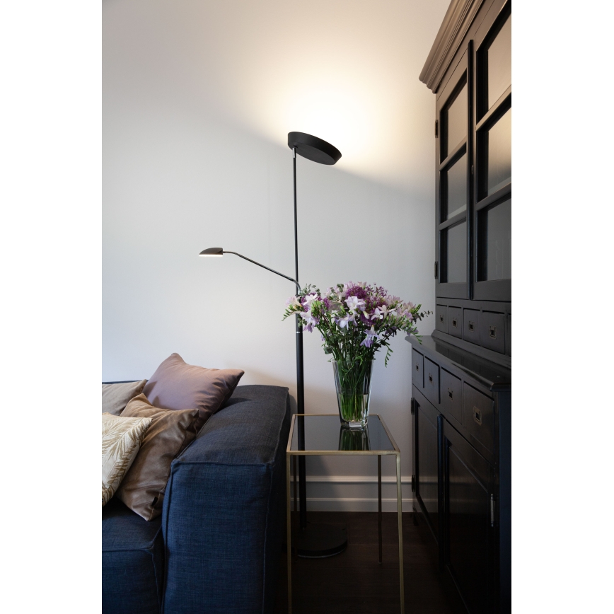 Halo Design 716067 - LED podna lampa VEGAS s mogućnošću prigušivanja LED/20W/230V + LED/5W crna/sjajni krom