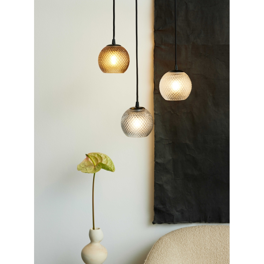 Halo Design 718368 - Visilica na sajli NOBB 1xE27/40W/230V Ø 22 cm dimno smeđa