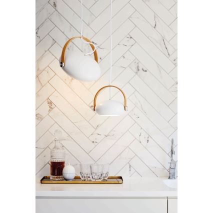 Halo Design 734337 - Luster na sajli DC 1xE27/40W/230V Ø 26 cm bijela/hrast