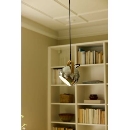Halo Design 734443 - Luster na sajli DC 1xE27/40W/230V pr. 18 cm sjajni krom/hrast