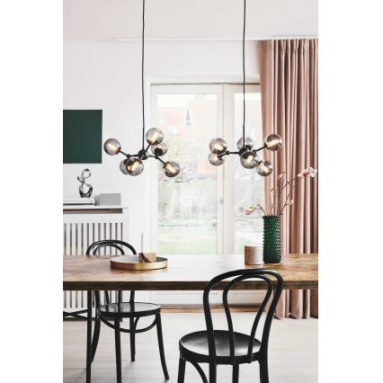 Halo Design 736553 - Luster na sajli ATOM 6xG9/28W/230V promjer 45 cm crna/zadimljena crna